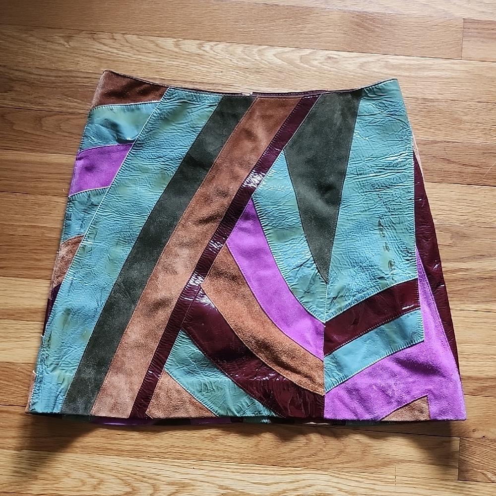 Dolce & Gabbana Patchwork Leather Suede Mini Skirt